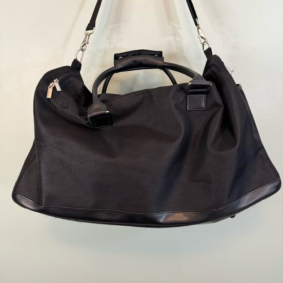 Chrome Azzaro Duffel Duffle Shoulder Hand Bag Travel Leather Gym Weekender Black - Picture 2 of 11